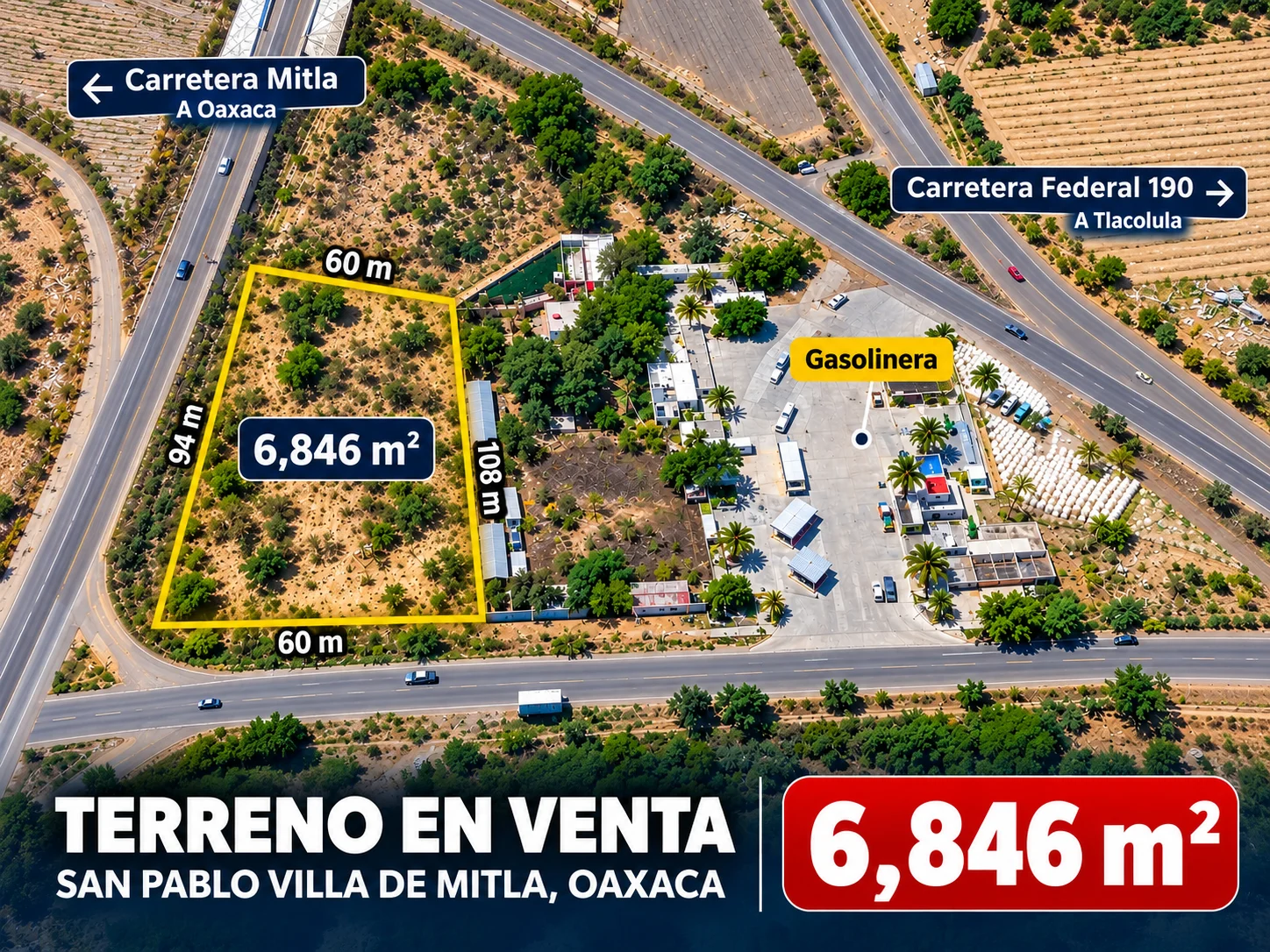 Terreno-orilla de carretera-Negocio-Mitla