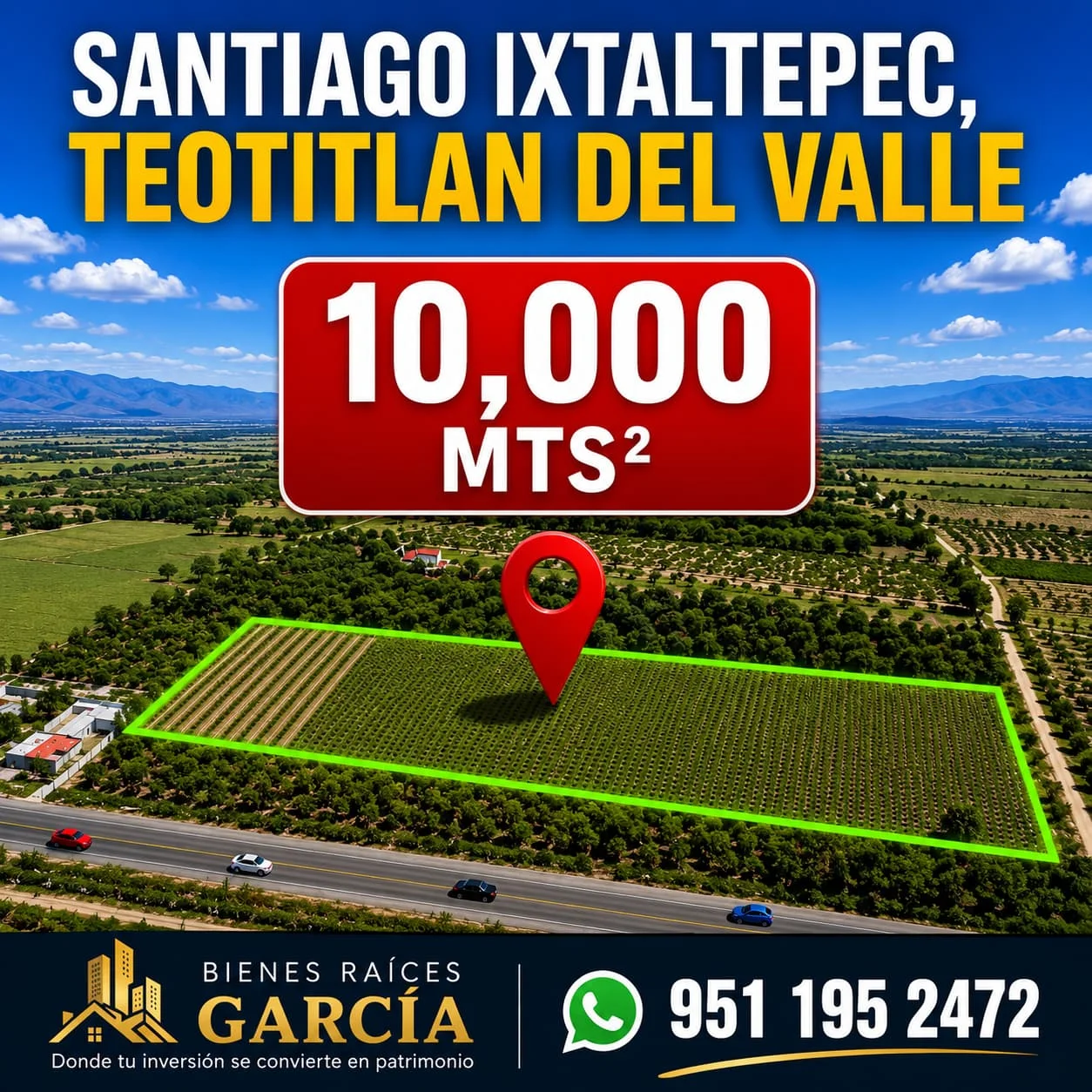 Terreno · orilla de carretera 190 · Santiago Ixtaltepec, · Teotitlan del Valle